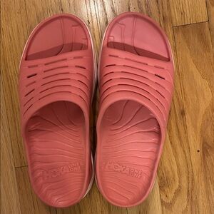 Hoka One Pink Slide Sandals